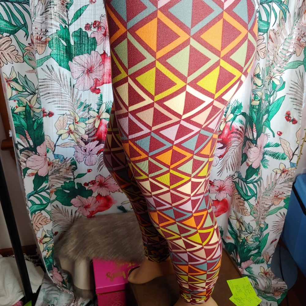 Lularoe Pattern Soft Stretch Os One Size Leggings… - image 7